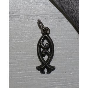 Retired James Avery 925 Scrolled Ichthus Fish Charm 1.4G / 0.9in